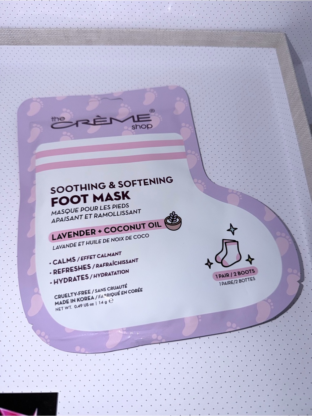 The Crème Shop Lavender + Coconut Oil Soothing Foot Mask — Light Purple